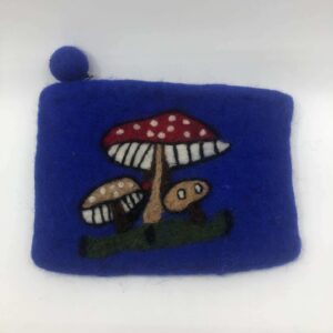 handmade felt mushroom zipper pouch woodland mushroom wool felt coin purse