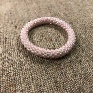 handmade soft pink beaded bracelet pearl finish seed bead minimal bangle